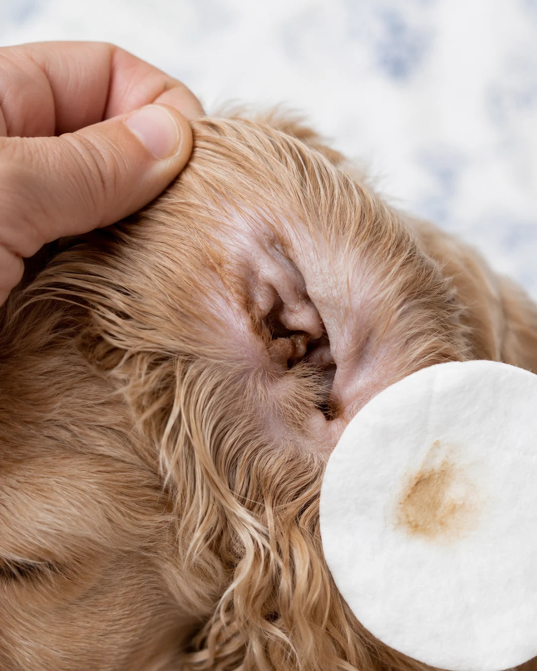 Two to three drops going into a dog’s ear canal